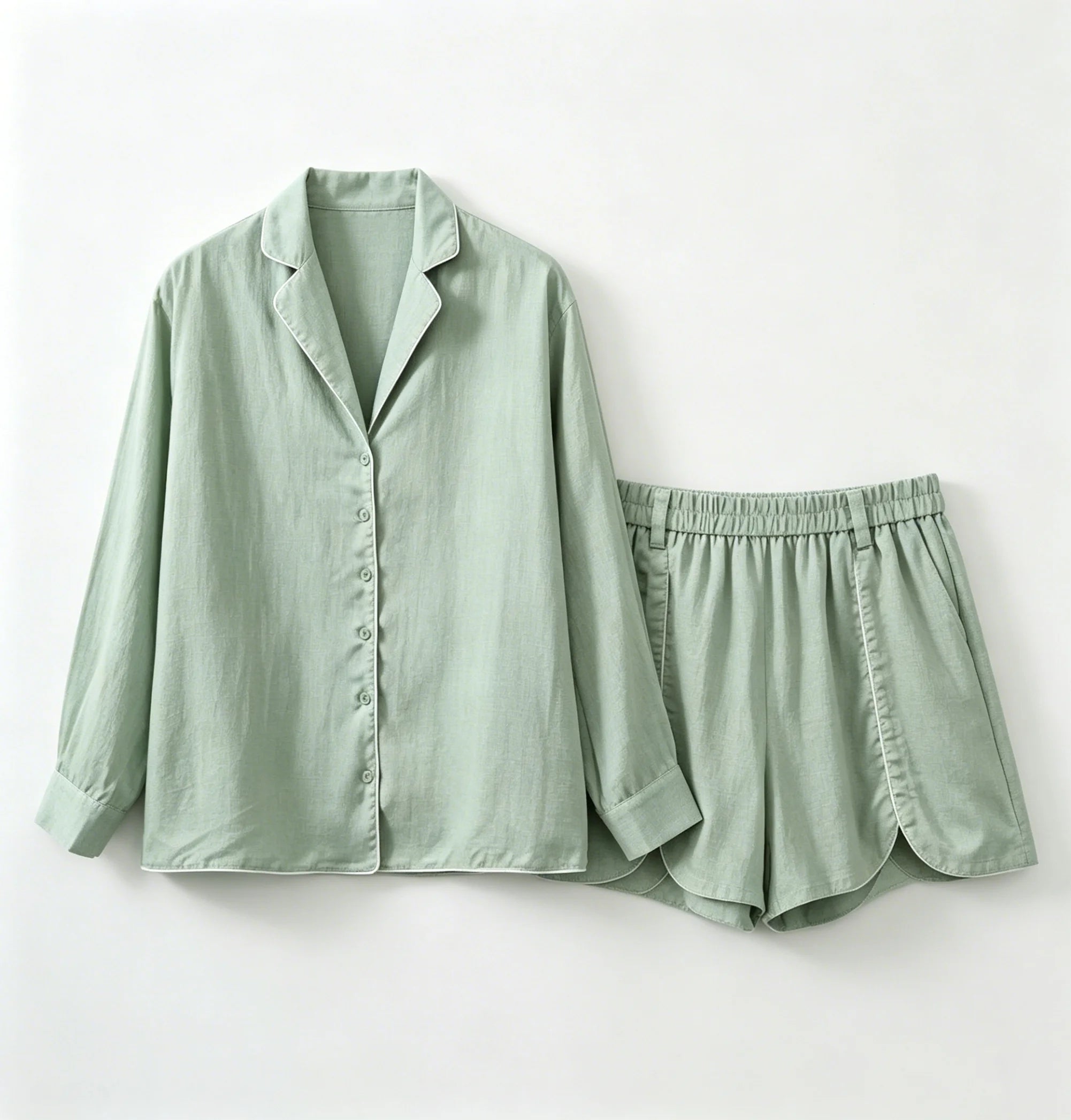 Solid Puff Sleeve Shirt Shorts Set
