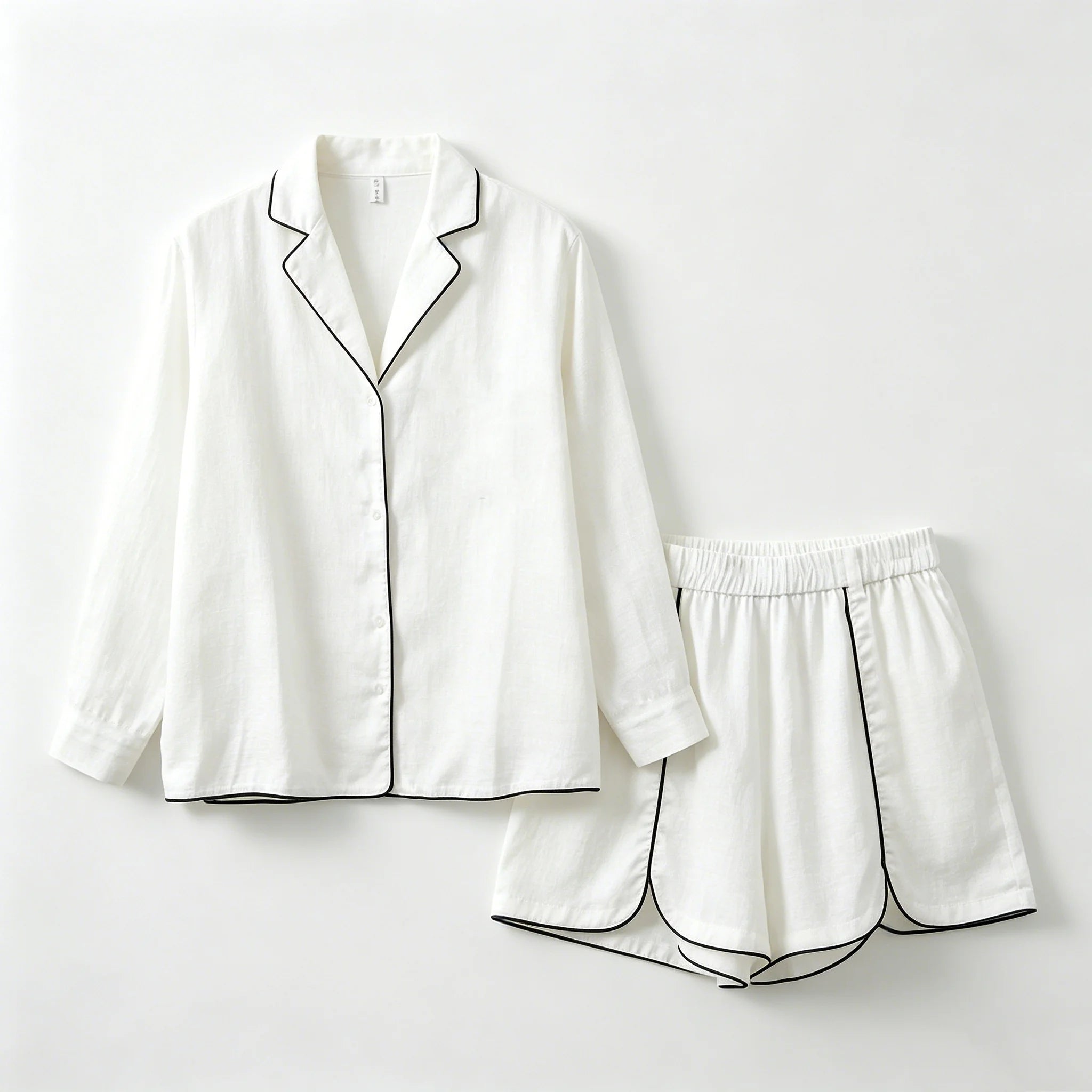 Solid Puff Sleeve Shirt Shorts Set