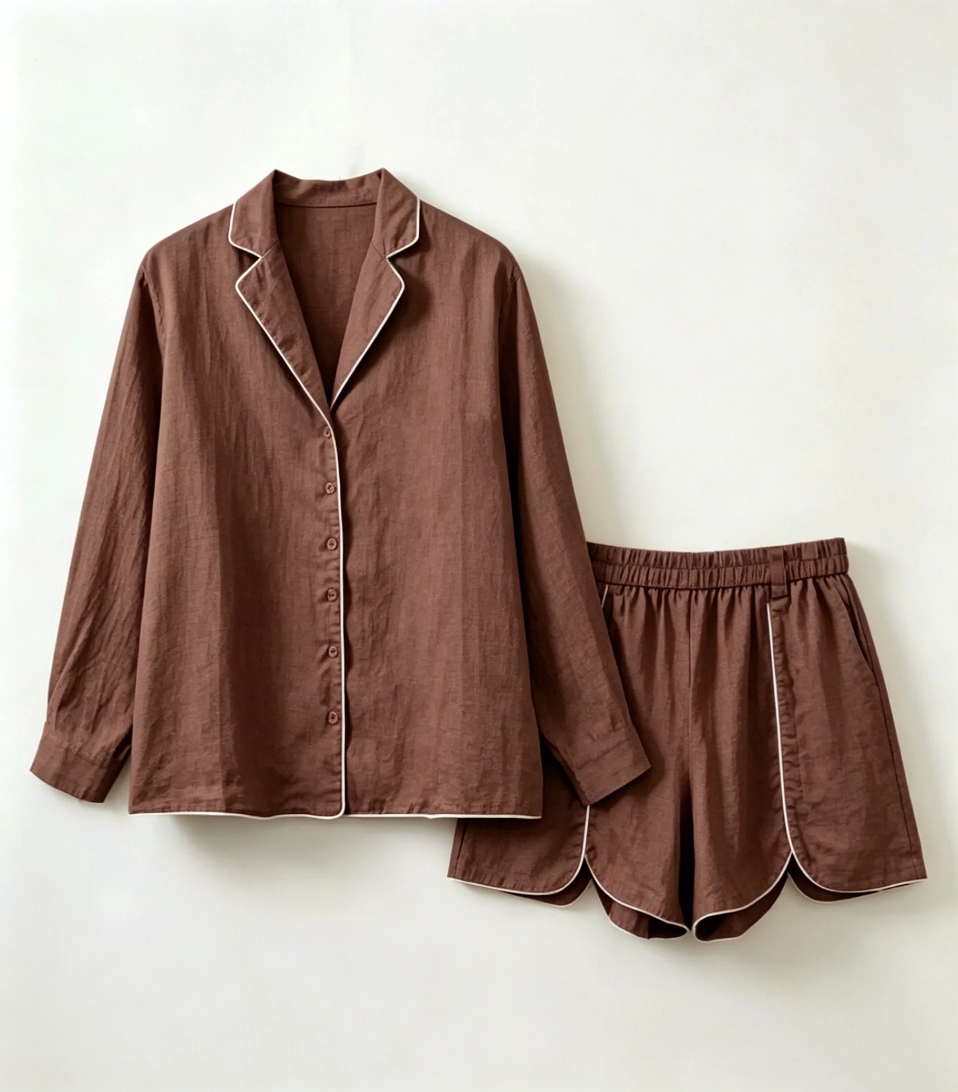 Solid Puff Sleeve Shirt Shorts Set